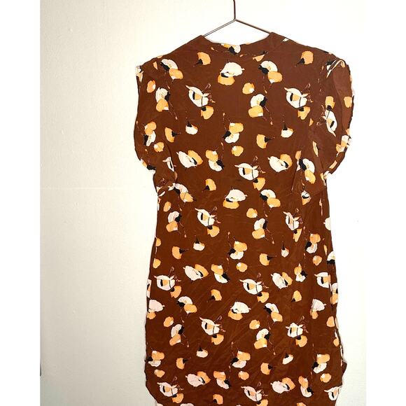 Equipment Tortoise Shell Brown Flower Print Lorainna Silk Mini Dress size Medium - Picture 6 of 16